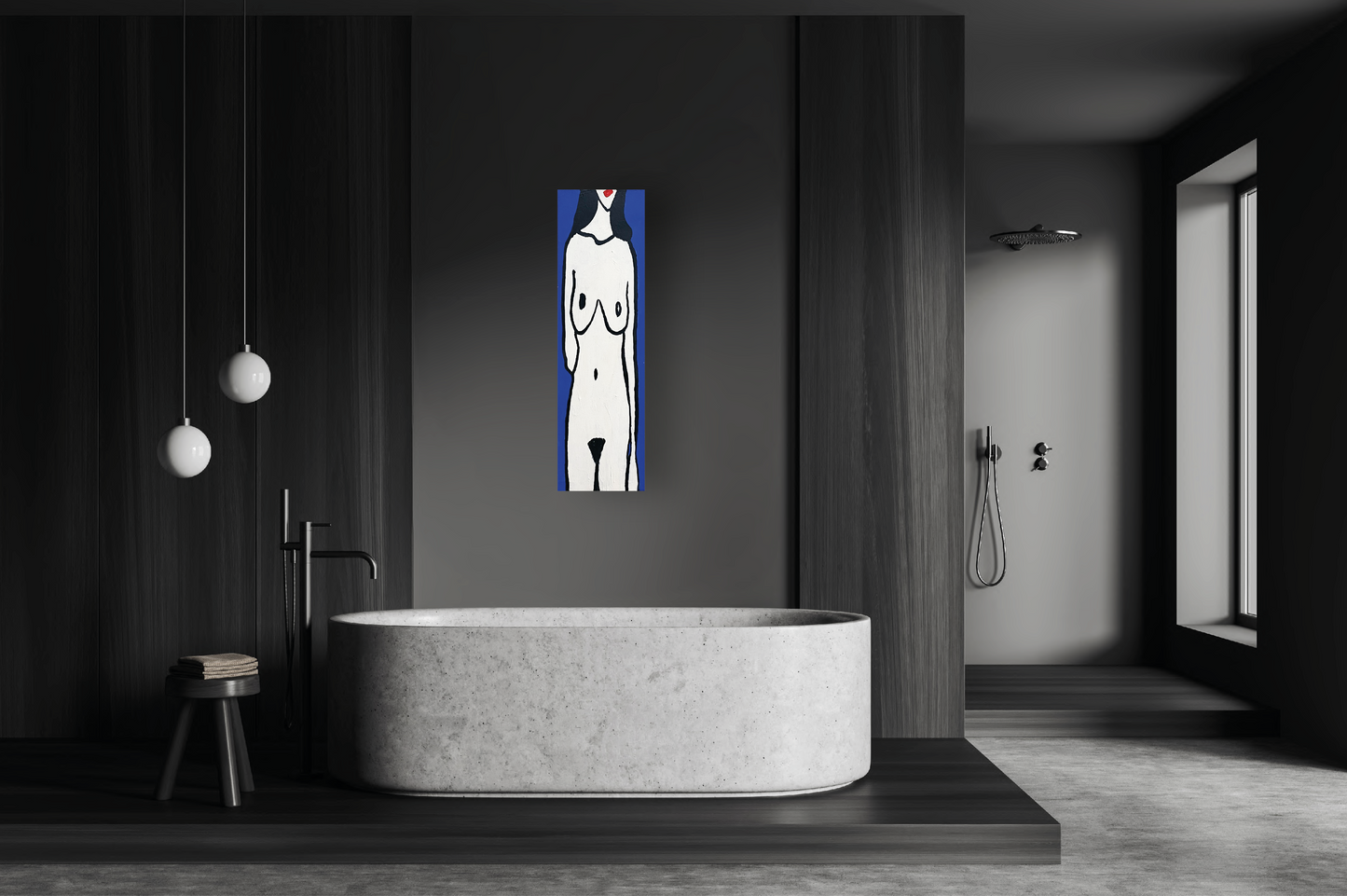 Figur im Blau - 30 x 100 cm - AUFTRAGSARBEIT